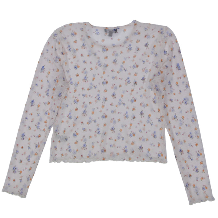 Y2K Mesh Floral Long Sleeve Top