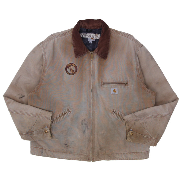 Mens Carhartt J001 BRN Blanket Lined Detroit Jacket Distressed