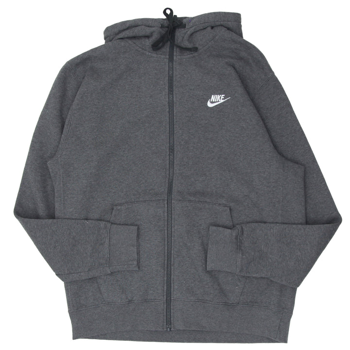 Mens Nike Embroidered Full Zip Gray Hoodie