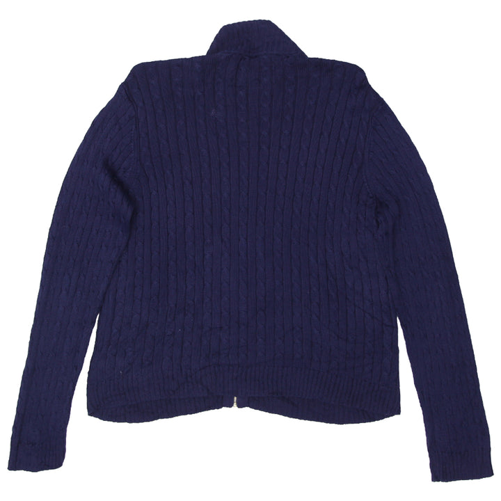 Ladies Polo Ralph Lauren Cable Knit Full Zip Sweater Navy