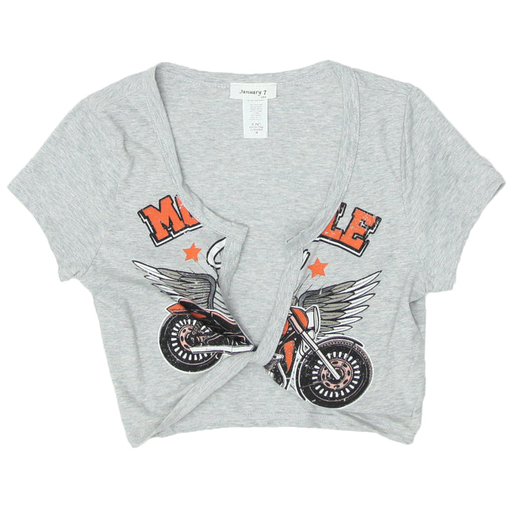 Ladies Motorcycle Print Crop Top