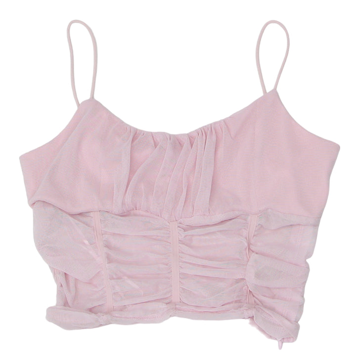 Ladies Streetwear Society Pink Mesh Crop Top