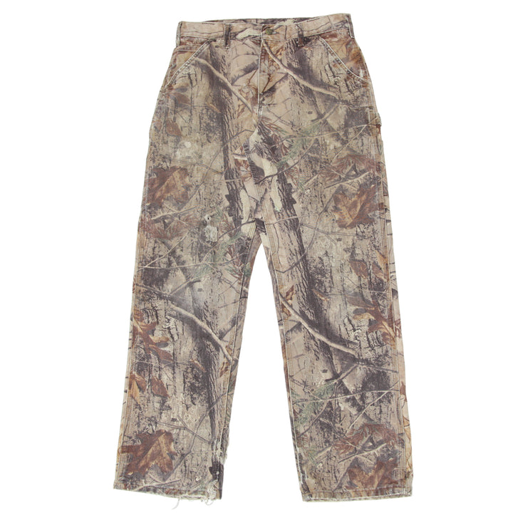 Mens Carhartt Realtree Forest Camo Carpenter Pants Distressed