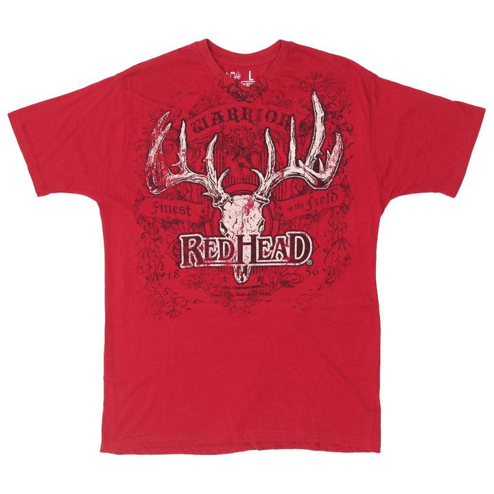 Mens Red Head Warrior Graphic V-Neck T-Shirt