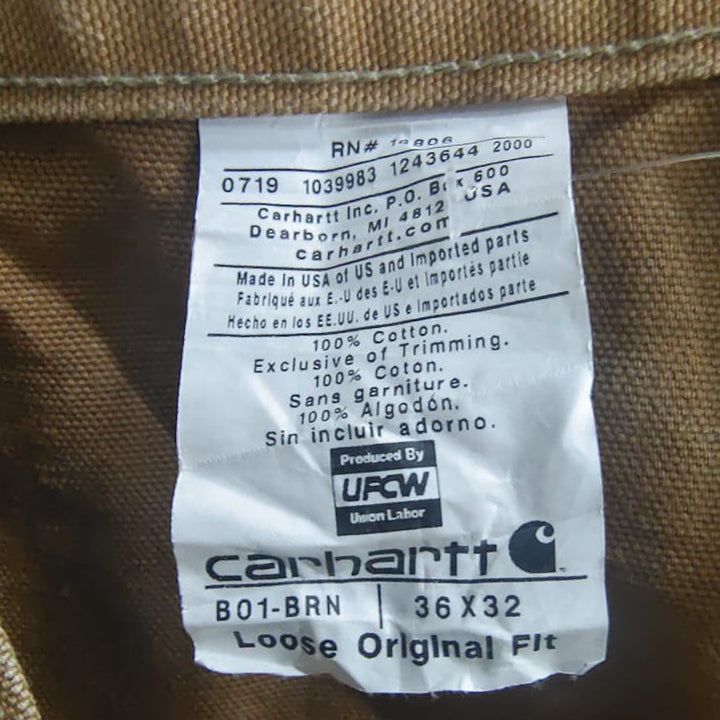 Mens Carhartt B01-BRN Loose Original Fit Double Knee Work Pants