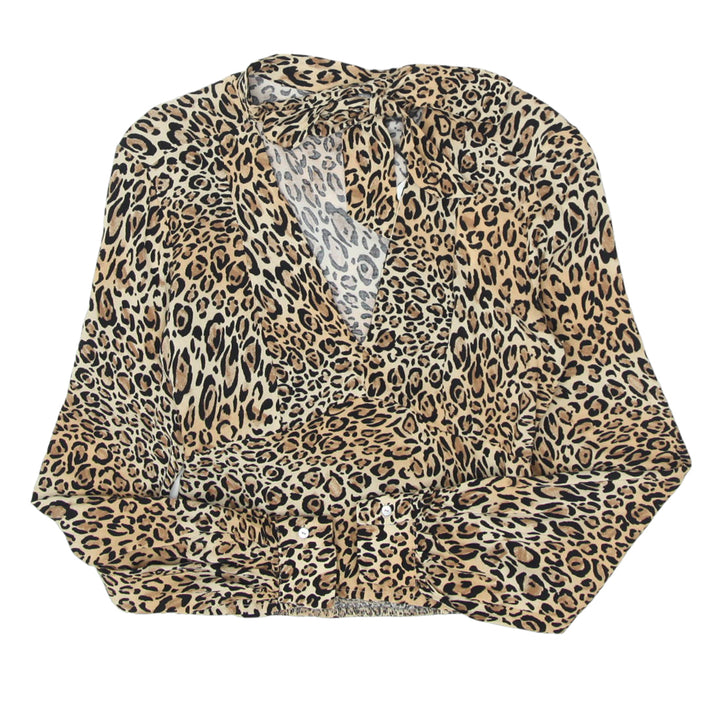 Ladies Stradivarius Leopard Print Long Sleeve Top