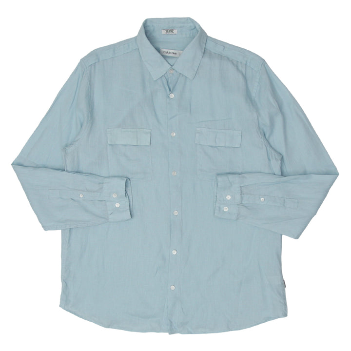 Mens Calvin Klein Long Sleeve Linen Shirt