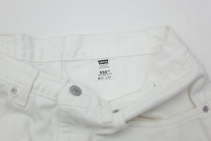 Vintage Levi Strauss # 550 Relaxed Fit White Jeans Made In USA