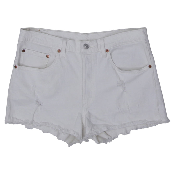 Ladies Levi Strauss 501 White Ripped Denim Shorts