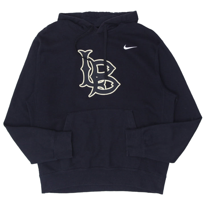 Mens Nike Swoosh Embroidered Long Beach Black Pullover Hoodie