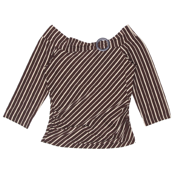 Y2K Off-Shoulder Striped Ruched Top