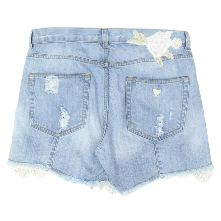 Ladies Guess Embroidered Button Fly Denim Shorts