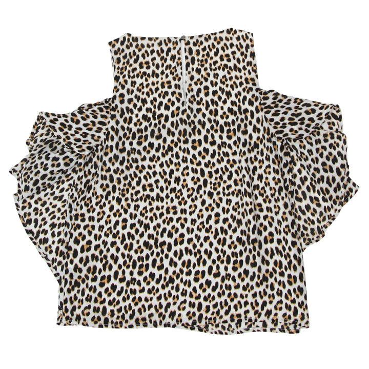 Ladies Sportsgirl Leopard Print Cold Shoulder Top