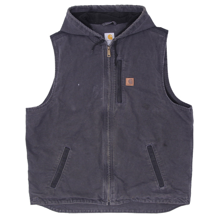 Mens Carhartt # 101687 Fleece Lined Full Zip Hooded Work Vest