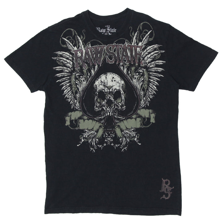 Mens Y2K Raw State Skull T-Shirt