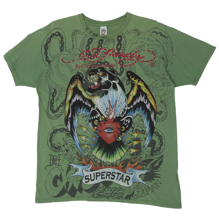 Y2K Mens Ed Hardy By Christian Audigier All Over Print T-Shirt