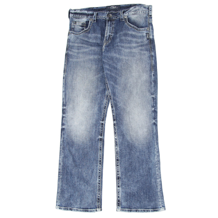 Mens Silver Jeans Washed Straight Jeans