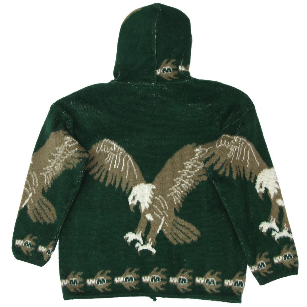 Vintage Yari Artesanias Eagle Print Full Zip Woolen Hooded Sweater