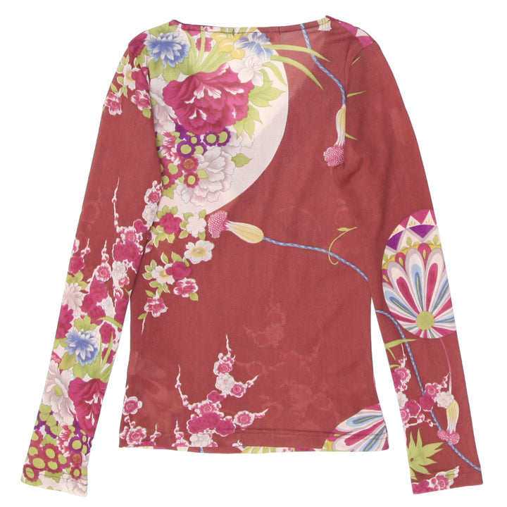 Y2K Floral Long Sleeve Mesh Top