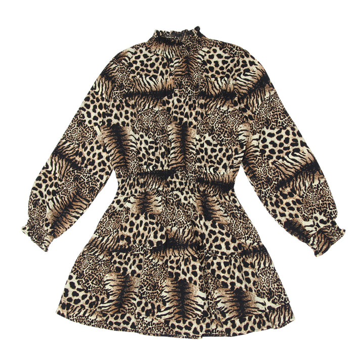 Ladies Nasty Girl Leopard Print Smocked Short Dress