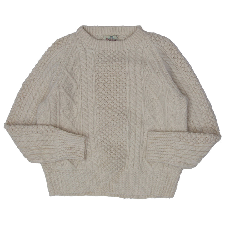 Vintage Bonner of Ireland Handknit Aran Sweater, 100 % Wool Cable Knit