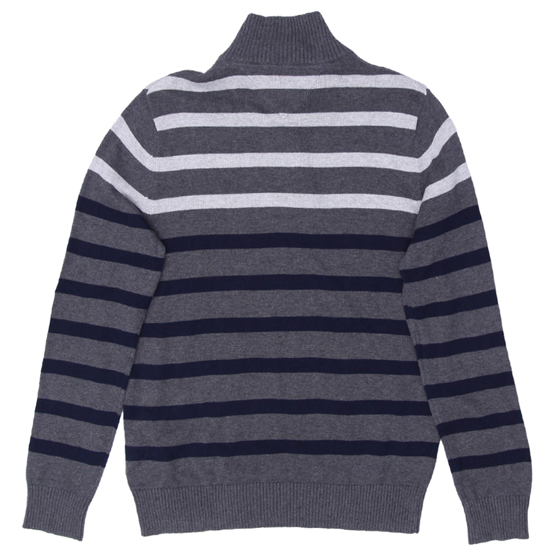 Mens Tommy Hilfiger Quarter Zip Striped Sweater