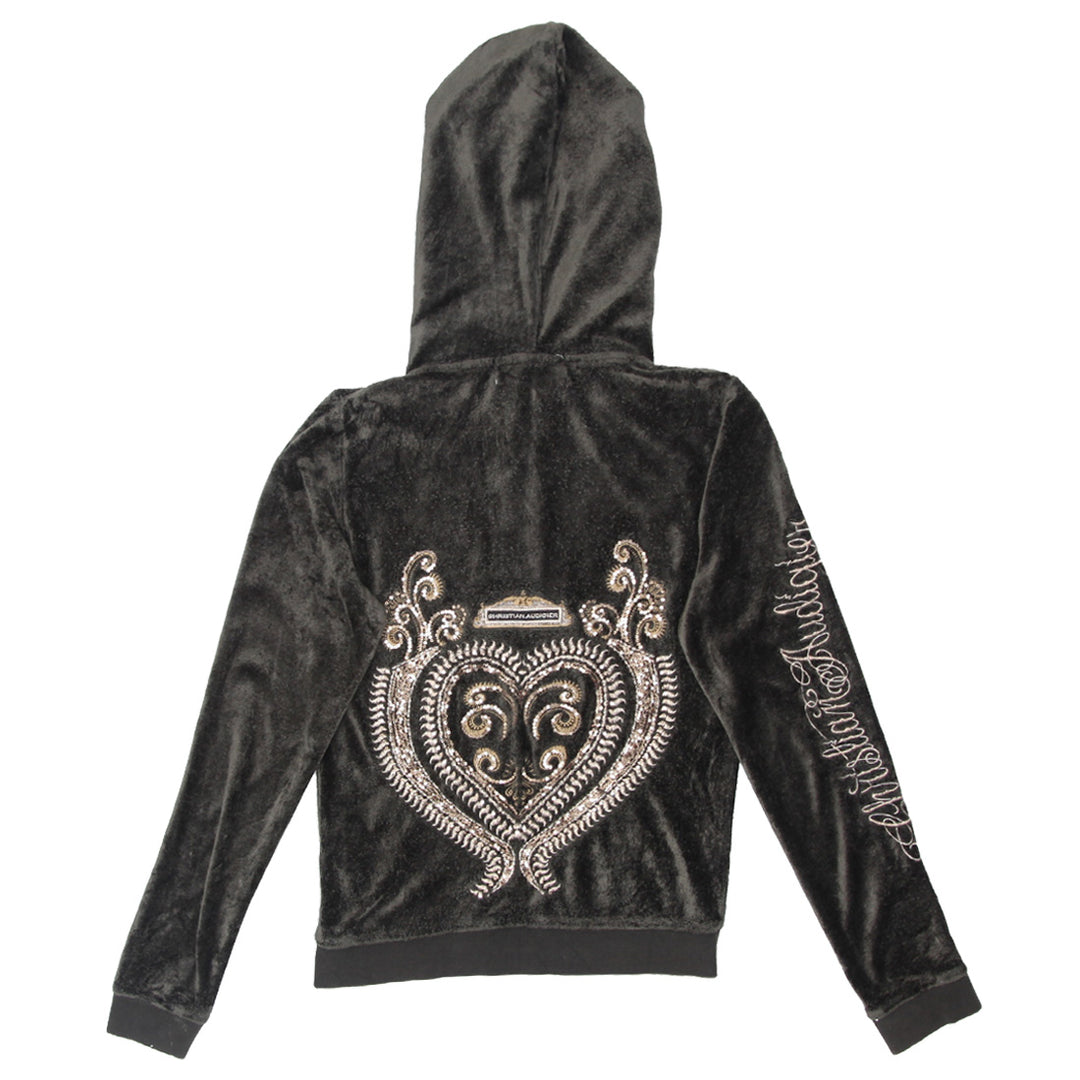 Y2K Christian Audigier Velour Full Zip Hoodie