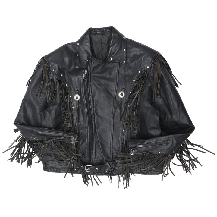 Vintage Harley Davidson Fringed Biker Leather Jacket