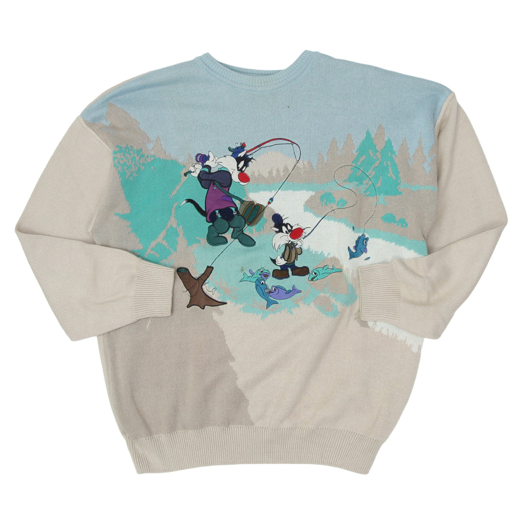 Vintage Looney Tunes Fishing Knit Sweater Fashion Rerun Vintage