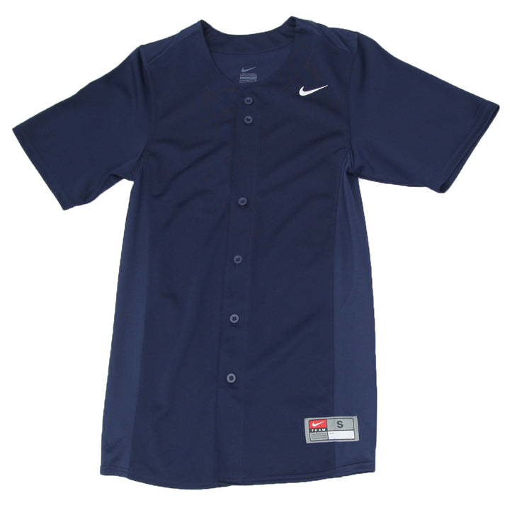 Mens Nike Swoosh Embroidered Navy Baseball Jersey
