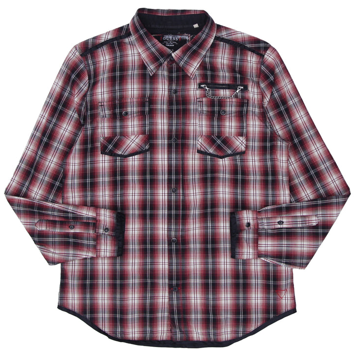 Mens Guess Plaid Rebel Drifters Button Long Sleeve Shirt