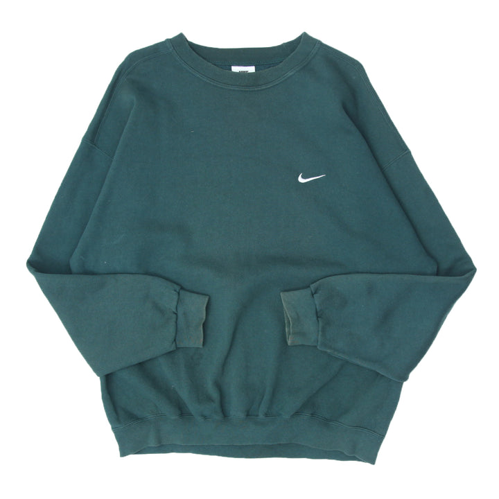 90's Vintage Nike Swoosh Embroidered Crewneck Sweatshirt Green