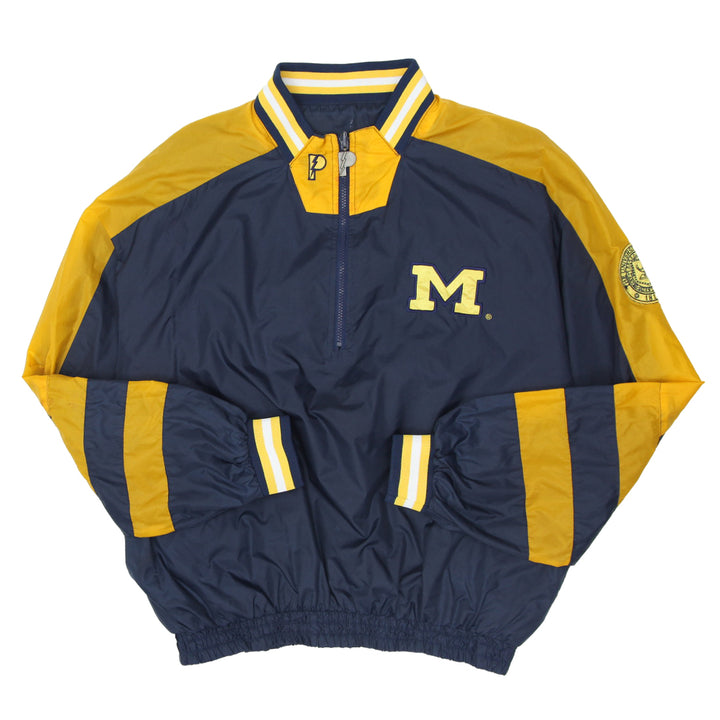 Vintage  Pro Player Michigan Wolverine 1/2 Zip Reversible Pullover Jacket