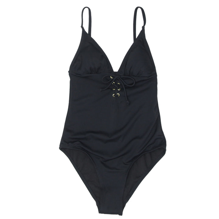 Ladies Strappy Black One Piece Swimsuit