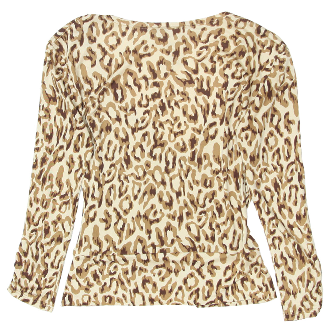 Ladies Cache Printed Long Sleeve Wrap Top