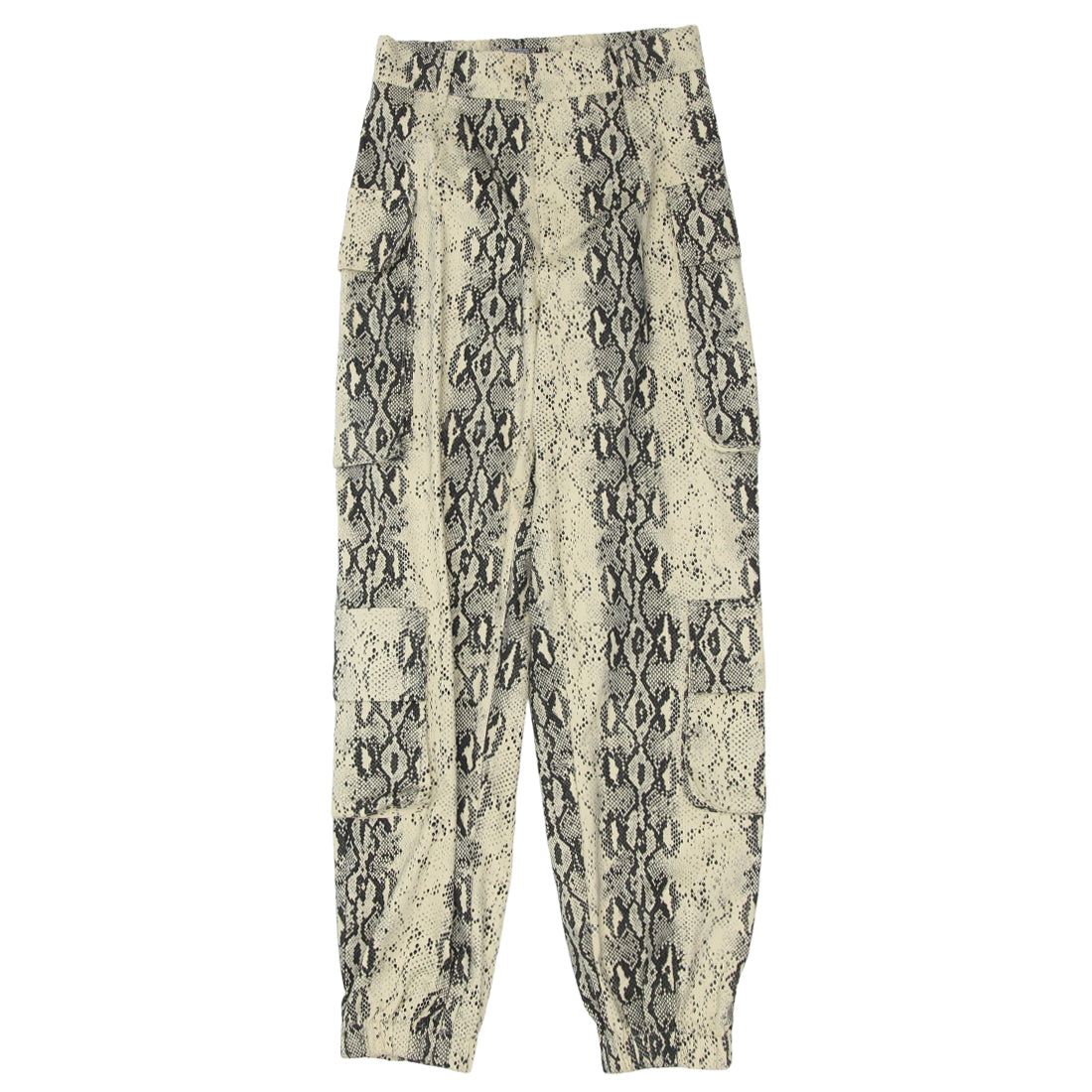 Ladies High Waisted Snakeskin Print Cargo Jogger Pants Fashion Rerun Vintage