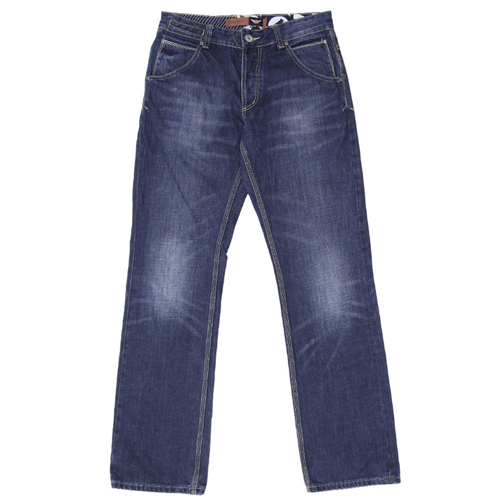 Mens Hallinger Button Fly Washed Straight Leg Jeans