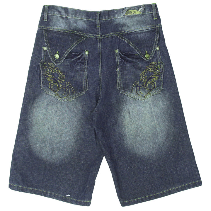 Mens Indigo-30 Embroidered Denim Jorts