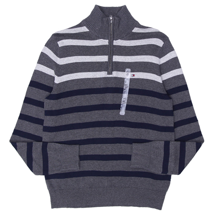 Mens Tommy Hilfiger Quarter Zip Striped Sweater