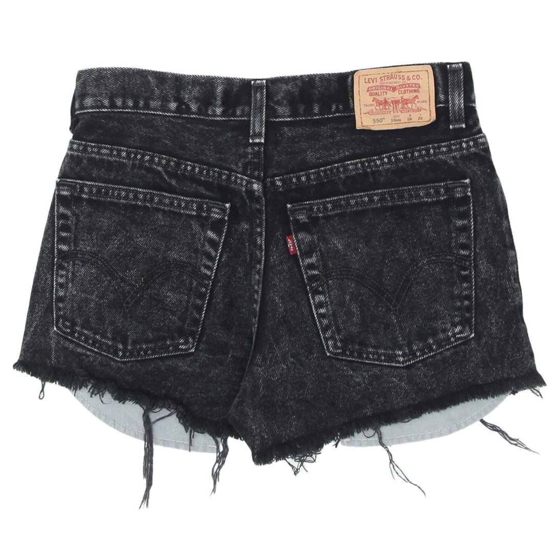 Ladies Levi Strauss 550 Custom Black Ripped Denim Shorts