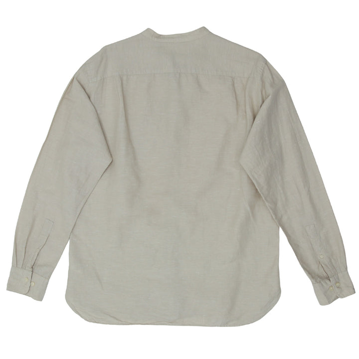 Mens Uni Qlo Cotton Linen Long Sleeve Shirt