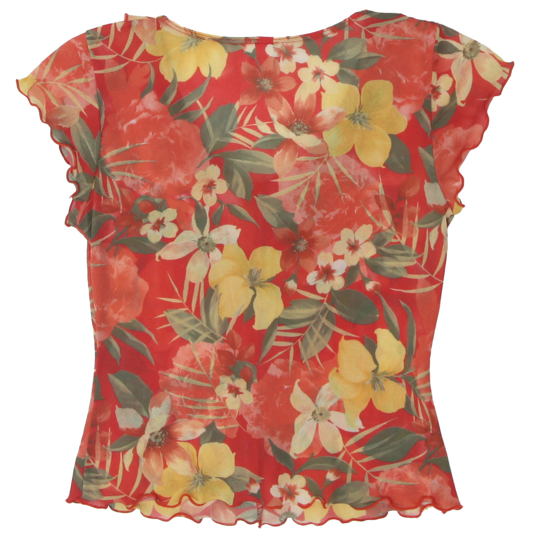 Y2K Clio Petites Floral Mesh Top