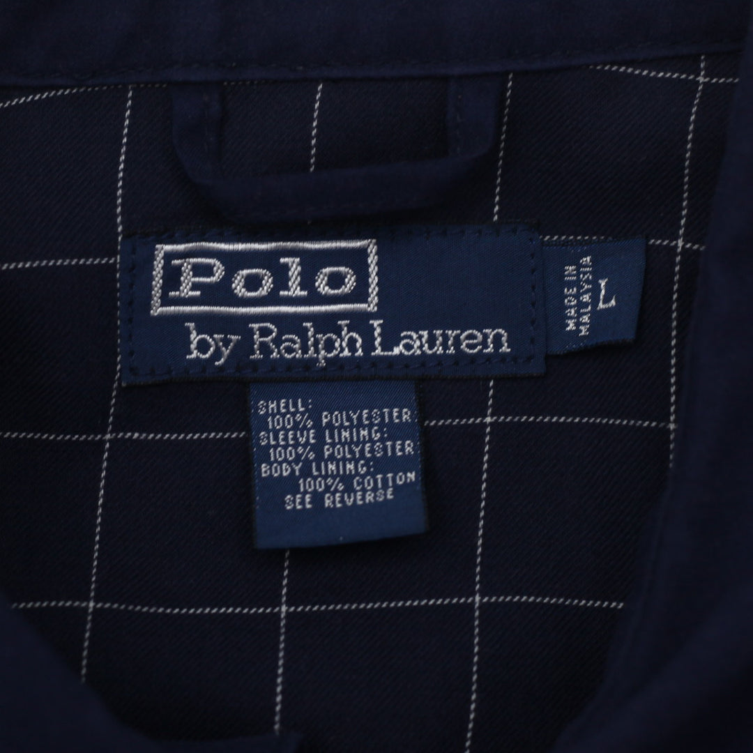 Vintage Polo by Ralph Lauren Plaid Lined Harrington Jacket Navy Blue L