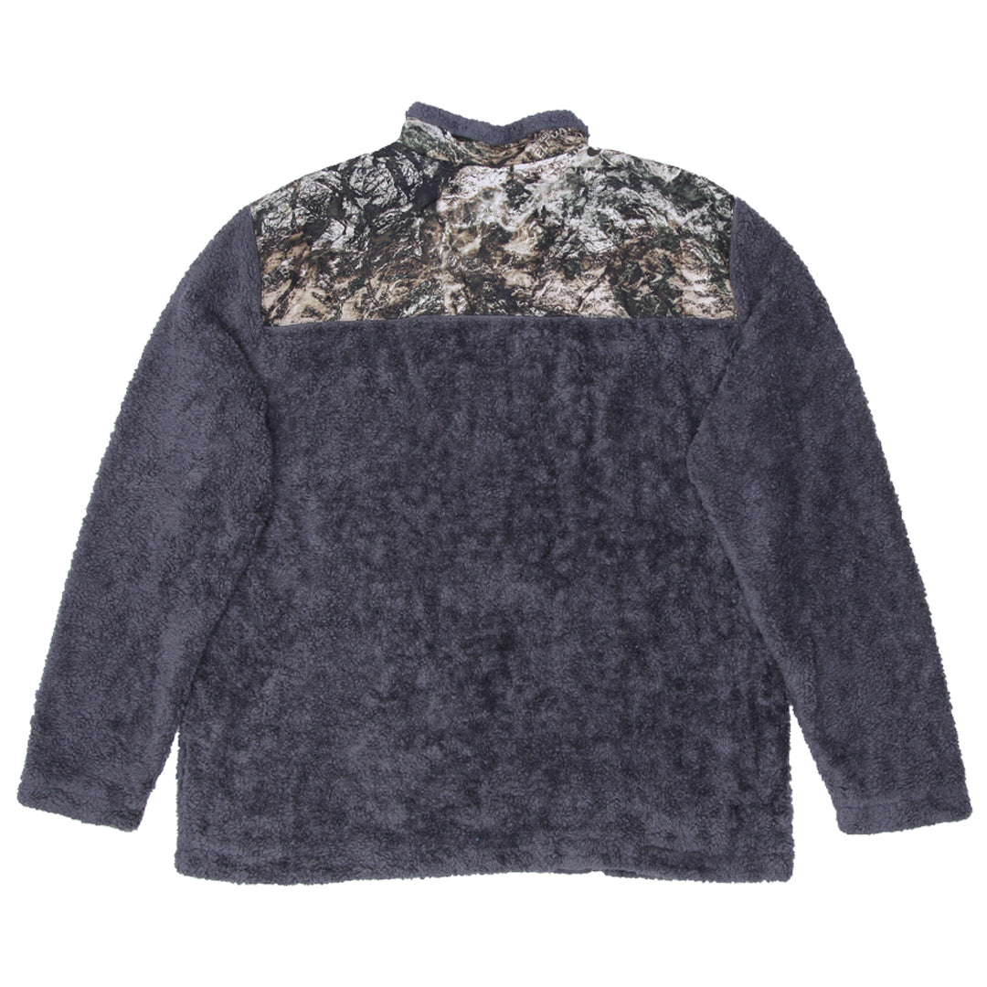 Mens Mossy Oak Forest Camo Sherpa Fleece Quarter Zip Pullover