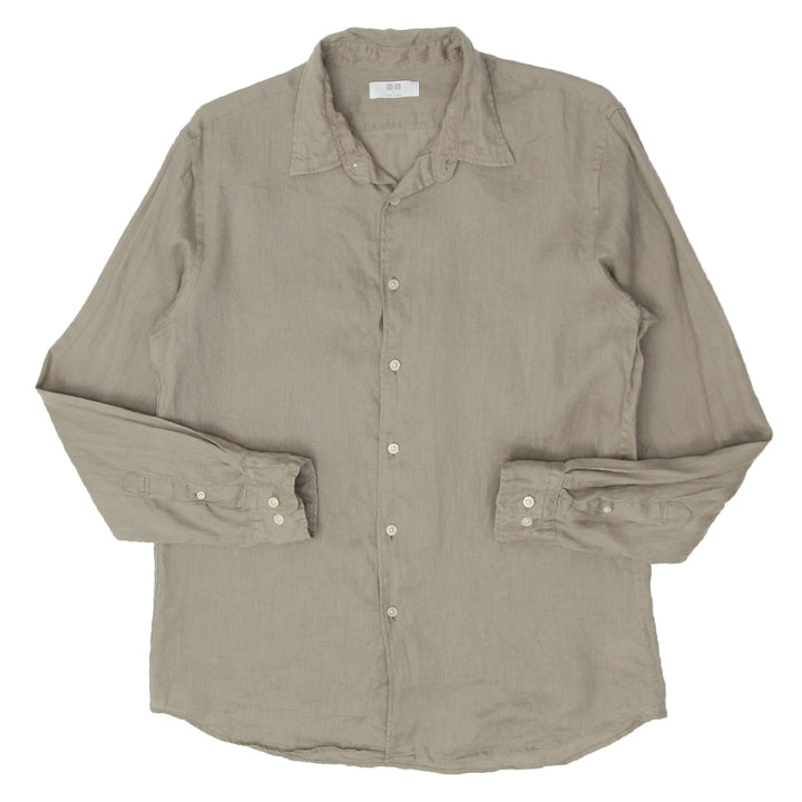 Mens Uniqlo Long Sleeve Linen Shirt