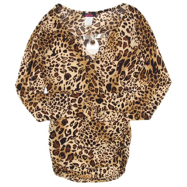 Ladies Blush Animal Print Long Sleeve Top