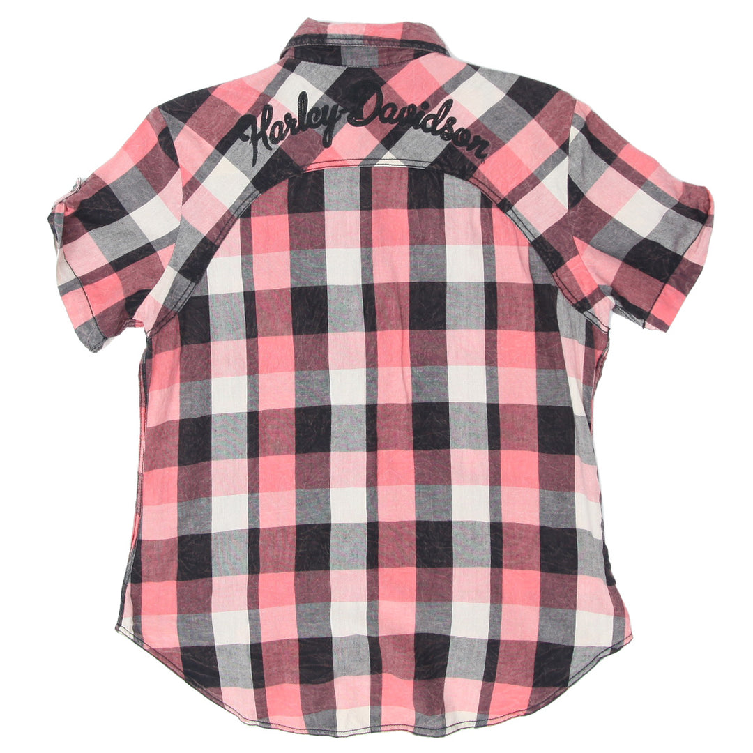 Ladies Harley Davidson Plaid Short Sleeve Shirt/Blouse