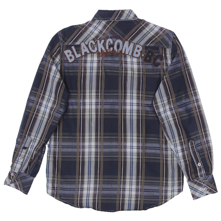 Mens Y2K Point Zero Slim Fit Black Comb-BC Plaid Shirt