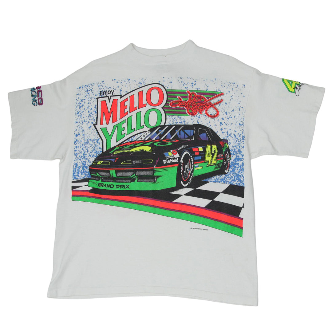 1992 Vintage Kyle Petty Mello Yello AOP Racing T-Shirt Made in USA XL