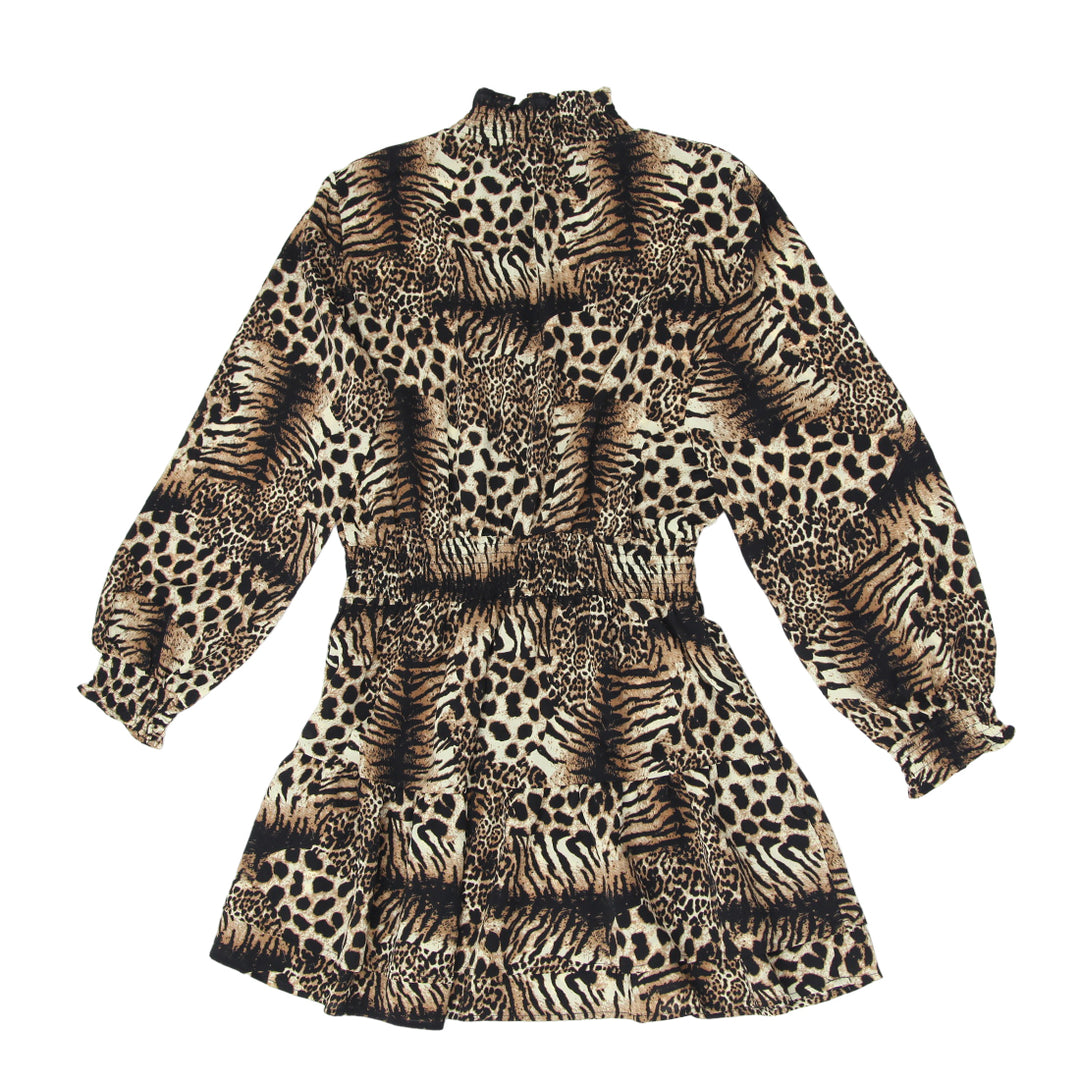 Ladies Nasty Girl Leopard Print Smocked Short Dress